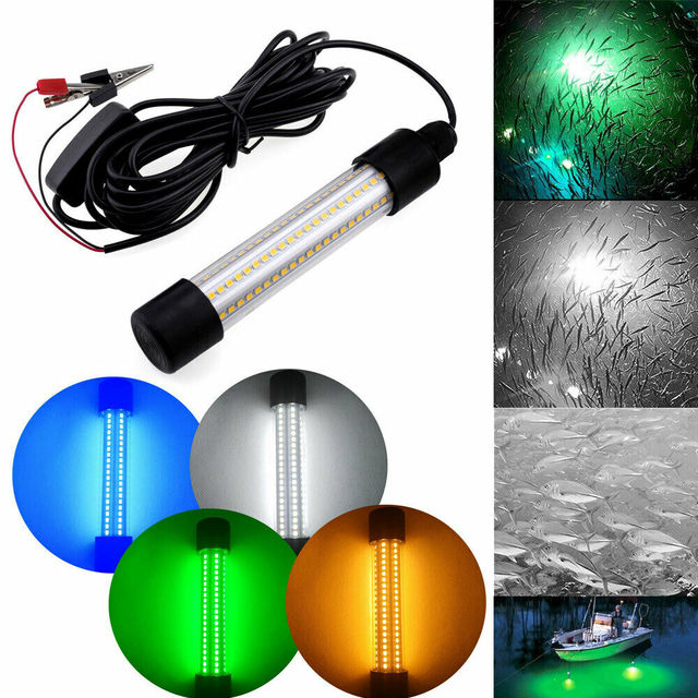 Waterproof IP68 AC/DC 12-24V 1200LM 5M Cord LED Submersible Fishing Light Underwater Fish Finder Bulb Lamp
