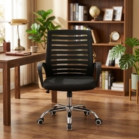 Chaise de bureau économique en maille respirante avec dossier rembourré et siège coussiné, pivotante et à roulettes, pour personnel de bureau, étudiants et usage domestique