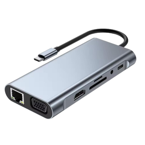 Custom <b>USB</b> 3.0 Type-<b>C</b> to Ethernet & for 2.0 Adapter 4K <b>Docking</b> <b>Station</b> 5Gbps PD Charging 10-Port Aluminum Alloy in Stock - Product Image 1