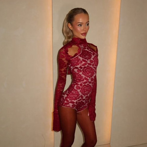 Body en dentelle pour femme à manches longues, ajouré, extensible, couche de base, épaisseur moyenne, micro-élasticité - Product Image 4