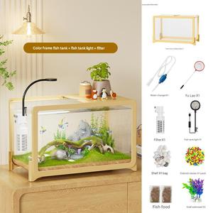 Bể cá để bàn nhỏ xinh, nuôi cá vàng & rùa, với cảnh quan thân thiện với môi trường và phụ kiện - Product Image 4