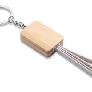 Thân Thiện Với Môi Trường Vật Liệu Tái Tạo 3-Trong-1 USB Sạc Cáp Keychain Tre Lúa Mì Rơm TPE Đa-Trong Một Cáp Dữ Liệu - Product Image 3