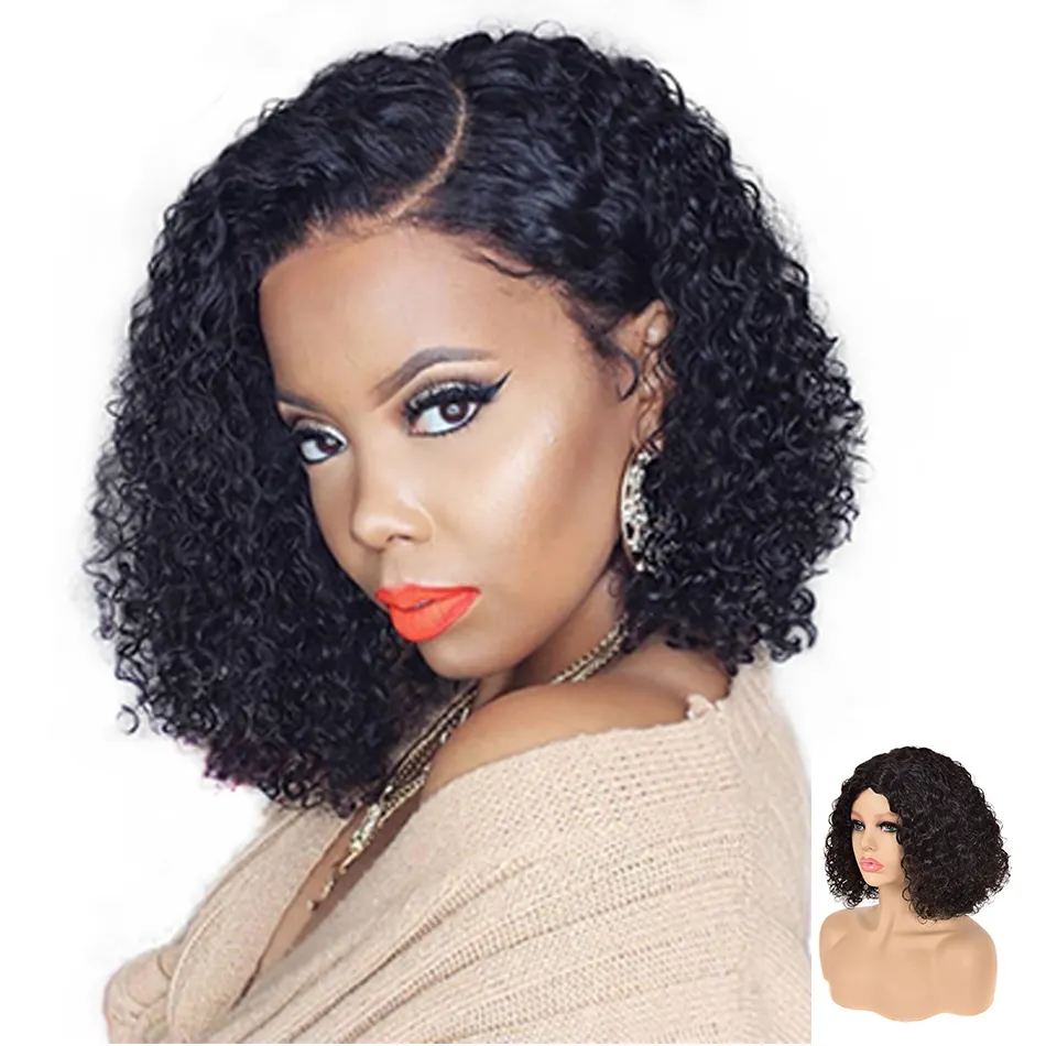 Hot Selling 100% Brazilian Human Hair HD 360 Lace Wigs Deep Curly Bob Wig Style Pre plucked Frontal Lace Wig for Black Women