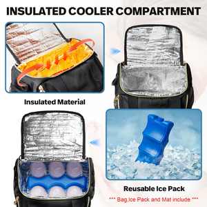 Tire-lait portable sac isotherme pliable résistant à l'eau 6 biberons 9 onces sac de glace compatible 8L polyester écologique - Product Image 4