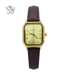 SEIKO jam tangan kuarsa kaca Retro wanita penjualan terbaik sabuk jam tangan godaan persegi kecil pelindung Aloi emas mawar-harga pabrik