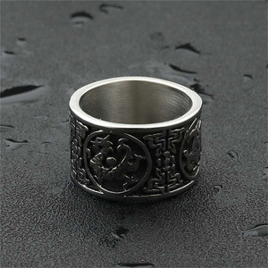 Men's Titanium Steel <b>Dragon</b> <b>Ring</b> Silver Retro Punk Style Animal Geometric Design 26094 - Product Image 4