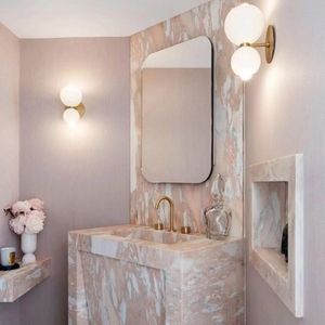 Dalles contemporaines en marbre rose norvégien et italien pour table à manger, plan de travail et dessus de meuble-lavabo - Product Image 1