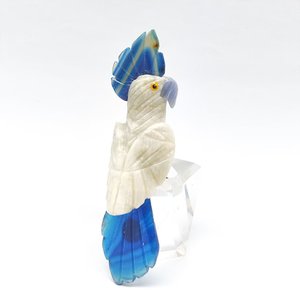 Agate bleue dentelle/Calcite blanche/Agate bleue taille L, sculpture de perroquet BJ2652 - Product Image 1