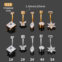 Cincin Pusar Titanium G23 Lapis Emas Model Kupu-kupu Bertabur Batu, Perhiasan Tindik Pusar Grosir, Dijual Langsung dari Pabrik