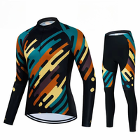 Set Bersepeda Unisex Desain Baru Kustom Celana Sepeda Lengan Panjang Jersey Bersepeda Anti-UV Bernapas Cetak Sublimasi