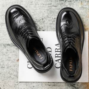 Zapatos Oxford Brogue de Cuero Genuino con Acabado a Mano de Diseñador de Lujo 2025, Transpirables, Ligeros, con Suela Gruesa, para Negocios - Product Image 1