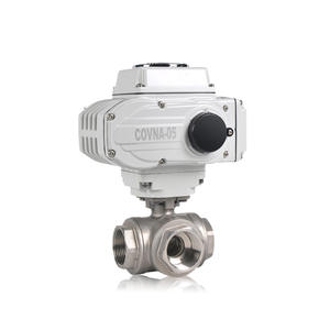Vanne à bille électrique à 3 voies de type T en acier inoxydable 304L COVNA avec contrôle intelligent marche/arrêt, structure angulaire, personnalisable OEM - Product Image 1