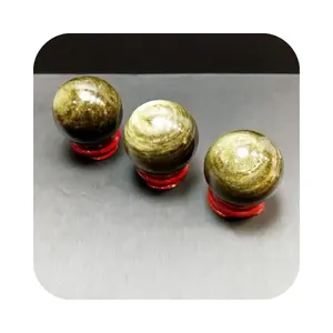 Batu alam Chakra meditasi batu permata kristal kuarsa kerajinan emas Sheen Obsidian bola batu untuk dekorasi rumah