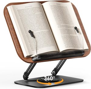 Soporte de libro para leer en la cama Soporte de libro ajustable con bases giratorias de 360 ° Soporte de libro para lectura-Soporte ajustable - Product Image 1
