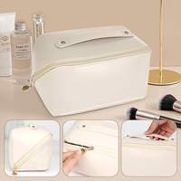 Sac de maquillage à compartiments de grande capacité, sac de voyage minimaliste de luxe portable, sac de rangement pour articles de toilette