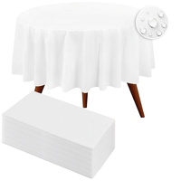 Nappe ronde moderne en polyéthylène non tissé blanc, lavable, unie, pour la décoration de table de mariage ou de fête