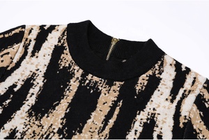 AIMEISI nuovo arrivo ricamo <span class=keywords><strong>leopardato</strong></span> manica corta Mini abito <span class=keywords><strong>vestito</strong></span> elegante in maglia Casual abiti per le donne - Product Image 4