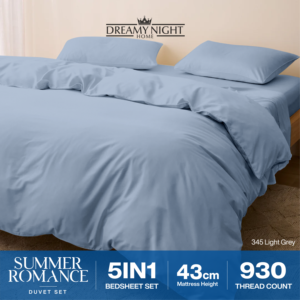 Ensemble de couette King en coton uni tissé 930TC SUMMER ROMANCE moderne |   Parure de lit premium ultra-douce 5 pièces avec drap-housse de 43 cm de profondeur - Product Image 2