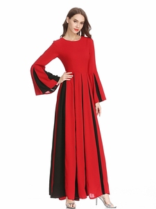 Otoñ<span class=keywords><strong>o</strong></span> vestido de las mujeres empalmado-palabra vestido plisado un montón de Stock - Product Image 5