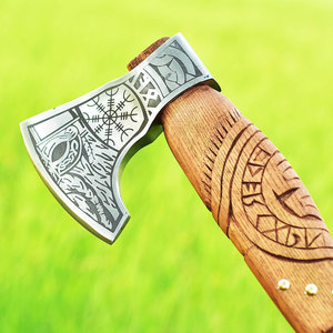 Hand Made <b>Viking</b> <b>Axe</b> with High Quality Leather Sheath Ash Wood Handle 1.5 KG Weight Custom Tomahawk <b>Viking</b> <b>Axe</b> Survival Use - Product Image 6
