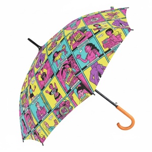 Paraguas Recto con Diseño Gráfico de Cómics, Importador Mayorista, Mango en J, Semiautomático, Resistente al Viento, para Latinoamérica - Product Image 1