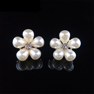 Tùy chỉnh phẳng trở lại Rhinestone giả ngọc trai kim loại nút --- bạc và vàng Z13 - Product Image 2