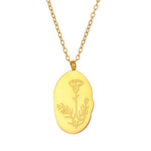 G2550 venta al por mayor Collier En Acier Acero inoxidable 18K oro Pvd plateado Vintage <span class=keywords><strong>12</strong></span> <span class=keywords><strong>meses</strong></span> de nacimiento flor <span class=keywords><strong>collar</strong></span> joyería - Product Image 5