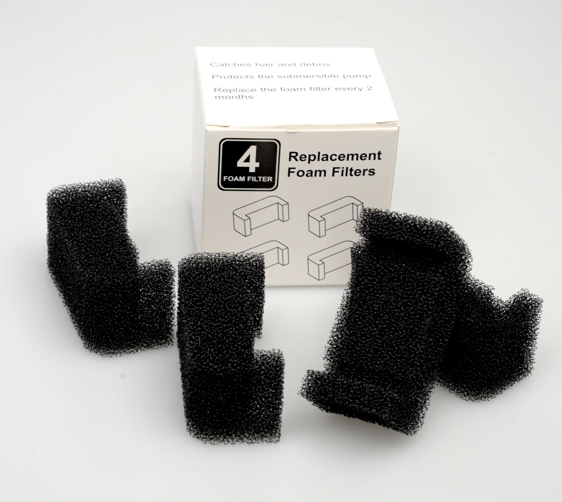 Negro 4 filtros de esponja de repuesto