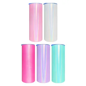 Mehrere Farben Edelstahl 20oz Rainbow Shimmer Sublimation becher für Sublimation vinyl UV DTF Wraps Laser gravur