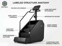 Monte-escaliers magnétique commercial auto-alimenté 160 kg, machine de cardio-training robuste pour salle de sport avec écran LCD, certifié CE, OEM