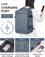 40L Sac à dos unisexe imperméable Weekender Port USB extensible Vol approuvé pour les voyages d'affaires Sac à dos pour ordinateur portable