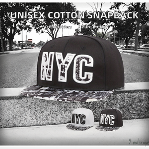 Men's and Women's Hip-Hop Style 100% Cotton <b>Flat</b> Brim <b>Hat</b> Letter Pattern 3D Embroidery NYCS Cross-Border E-commerce - Product Image 2