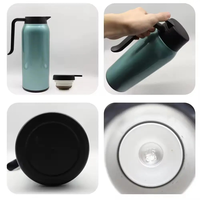 Gobelet en acier inoxydable à double paroi de 1,5 L grand flacon isolé sous vide pour boissons chaudes/froides pour le camping poignée de théière pour les fêtes