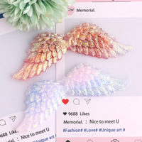 Nouvel Arrivage Perles en Résine Lumineuses à Paillettes Fines Bicolores Grandes Ailes avec Trou pour Coques de Téléphone DIY, Bagages et Accessoires de Bijoux