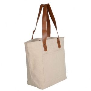 Sacs fourre-tout en toile de coton réutilisables pour femmes, en cuir personnalisé, vente en gros - Product Image 4