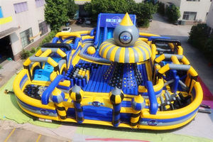 Jeux gonflables de glissière de parc d'attractions de château plein d'entrain jaune extérieur de bande dessinée pour des enfants et le terrain de jeu adulte - Product Image 2