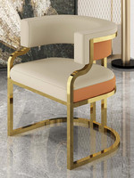 Chaise de salle à manger en métal de luxe léger avec accoudoirs et housse de siège souple pour la maison, les salons de beauté, les salons de manucure, les bureaux de réception et de vente