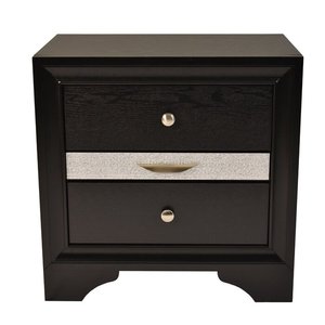 Traditional Style 2 <b>Drawer</b> Nightstand Wood Black Color <b>Storage</b> <b>Drawers</b> - Product Image 1