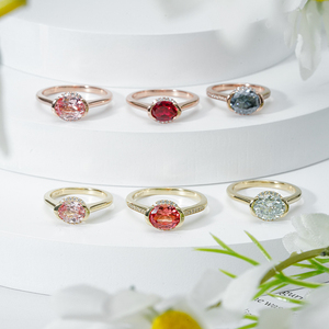 Starsgem Nhóm Mua Vàng Nhẫn Đồ Trang Sức Mỹ Quà Tặng Phòng Thí Nghiệm Grown Kim Cương Moissanite Phòng Thí Nghiệm Đá Quý 9k10k 14K 18K Hình Bầu Dục Bán Bezel Vòng - Product Image 3
