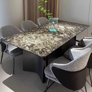 Modern Luxury Marble Rectangular Dining <b>Table</b> And Chairs 6 Piece Set For Dining Room Durable Combination Design - Product Image 2