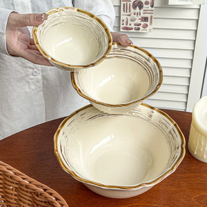 Ensemble de bols et assiettes en céramique de style japonais wabi-sabi, rétro, cuits au four romain, pour usage domestique, comprenant des bols à riz, des assiettes, etc. - Product Image 4