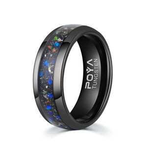 Poya कुचल गैलेक्सी ओपल उल्का बलुआ पत्थर जड़ना काले टंगस्टन कार्बाइड के छल्ले पुरुषों के लिए - Product Image 1
