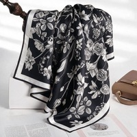 Écharpe en soie personnalisée avec logo 90*90cm, personnalisable, 100% soie de mûrier 14 mommes, écharpe carrée en soie imprimée de luxe avec logo pour cadeau