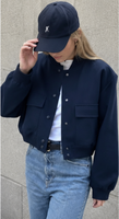 Nouvelle Collection Printemps-Automne : Manteau Court Élégant Femme Style Européen et Américain, Col Montant, Boutonnage Simple, Grandes Poches, Effet 3D