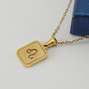 Collar con Colgante del Zodiaco Hueco Esmerilado Chapado en Oro <span class=keywords><strong>de</strong></span> 18k, No se Deslustra, Joyería <span class=keywords><strong>de</strong></span> Acero Inoxidable con 12 Signos, Colgante <span class=keywords><strong>de</strong></span> Astrología y Horóscopo - Product Image 6