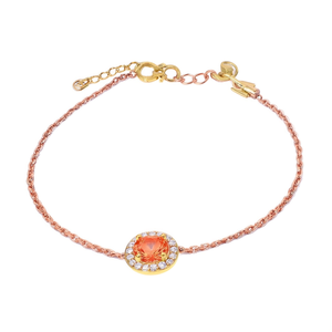 Tianyu Gems Pastel Orange Zircon Gold Plated <b>Copper</b> <b>Bracelet</b> Round Halo Charm Fashion Jewelry for Women - Product Image 1