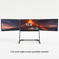 Moniteur portable triple écran AHXJKA 15,6 pouces 1920x1080 FHD IPS USB-C, station de travail portable à un seul câble pour ordinateur portable Windows et Mac