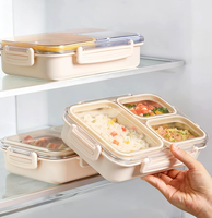 Boîte à bento multi-compartiments anti-fuite, récipient à lunch en plastique réutilisable avec couvercle hermétique, sortie d'usine