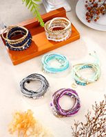 Ensemble de bijoux Charm Jewelry, 6 bracelets bohèmes superposables en pierres naturelles et perles en fer, extensibles et multicouches pour femmes