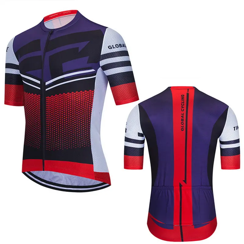 Custom Logo Fiets Jersey Korte Mouw Ademend Polyester Sublimatie Wielertrui Mannen Custom Fietskleding